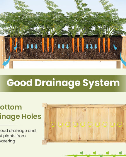 Jardinière surélevée en bois Giantex avec doublure (119 x 58 x 76 cm)