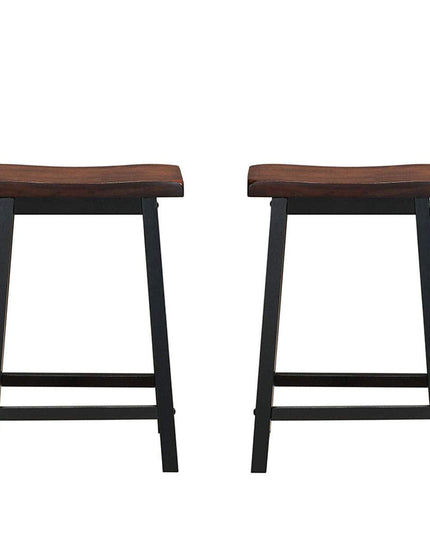 Giantex Set of 2 Saddle Seat Stools, Wood Vintage Counter Height Chairs