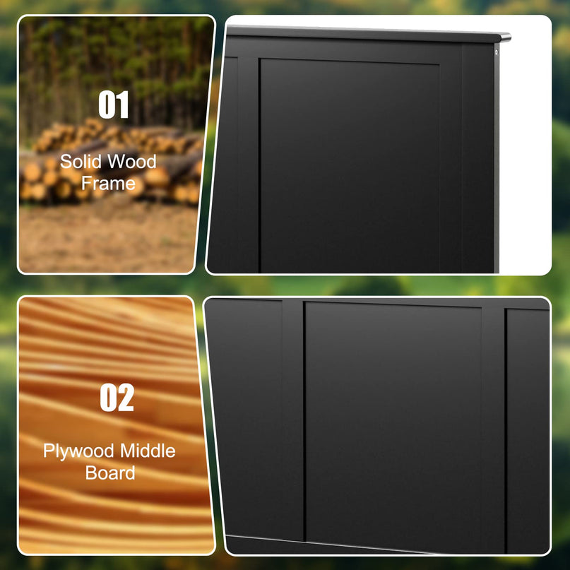 Giantex Wood Headboard, Flat Panel Headboard with Pre-drilled Holes for Height Adjustment