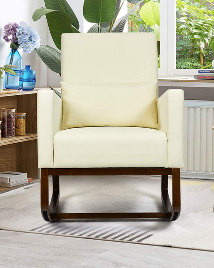 Giantex Upholstered Rocking Chair, Modern High Back Armchair