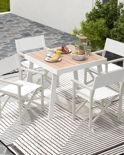 Giantex Set  Folding Director Chairs, Lightweight Patio Camping Chair with Acacia Wood Frame & Oxford Fabric Seat