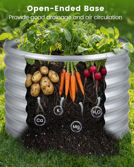 Giantex 2 x 2 x 1.5 FT Round Galvanized Raised Garden Bed with Open-Ended Base (1/2)