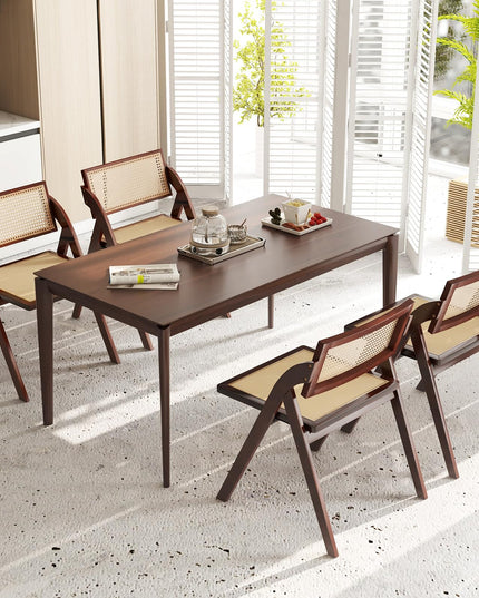 Giantex Folding Dining Chairs Set, Wooden Folding Chair with Rattan Backrest & Seat