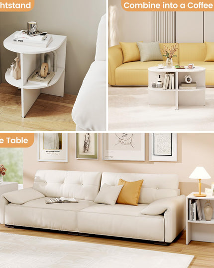Giantex 2-Tier Half Moon Sofa Side Tables
