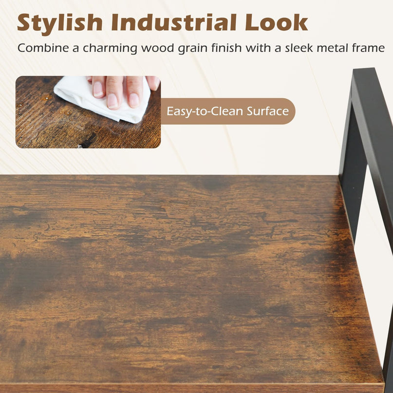 4-Tier Narrow Freestanding Display Shelf with Metal Frame & Wooden Storage Racks (1/2)
