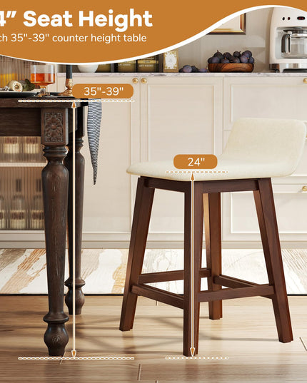Giantex 24" Bar Stools Set of 2/4 with Low Back for Kitchen Island