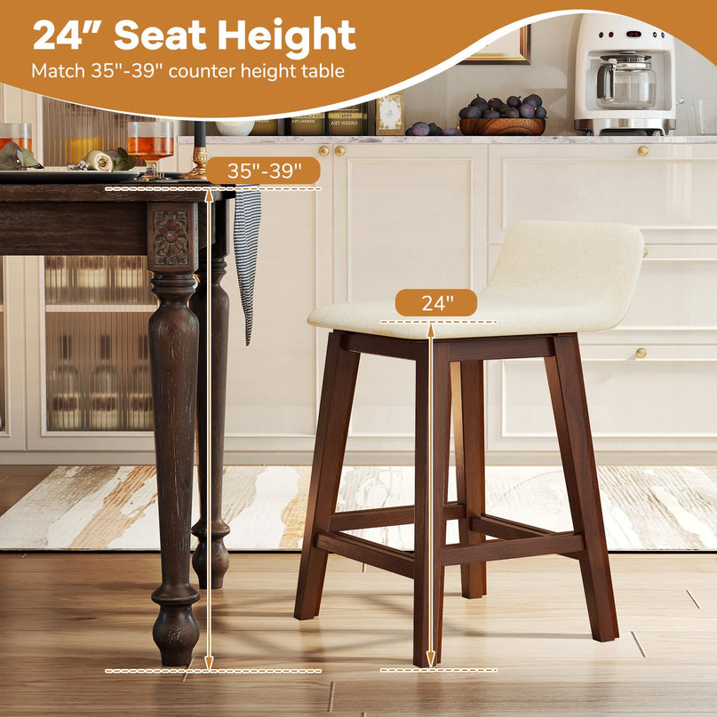 Giantex 24" Bar Stools Set of 2/4 with Low Back for Kitchen Island