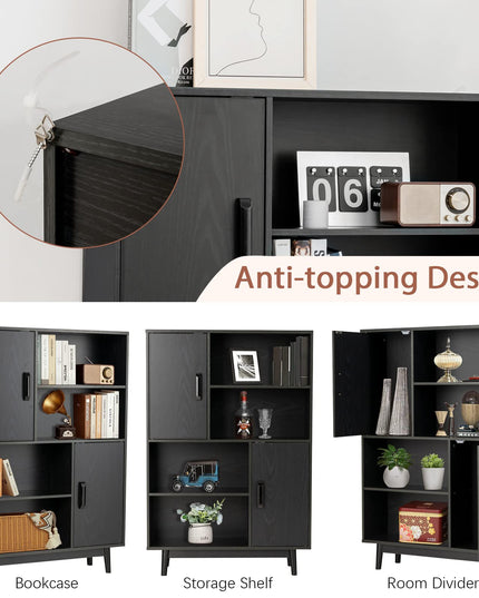 Giantex Storage Cabinet with Legs 4-Tier Bookshelf for Books & Photos