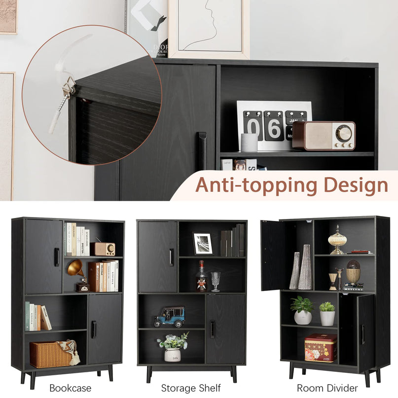 Giantex Storage Cabinet with Legs 4-Tier Bookshelf for Books & Photos