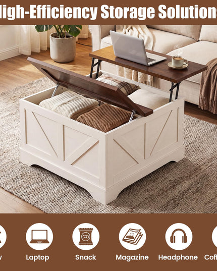 Giantex 31.5" Square Farmhouse Lift Top Coffee Table with Storage