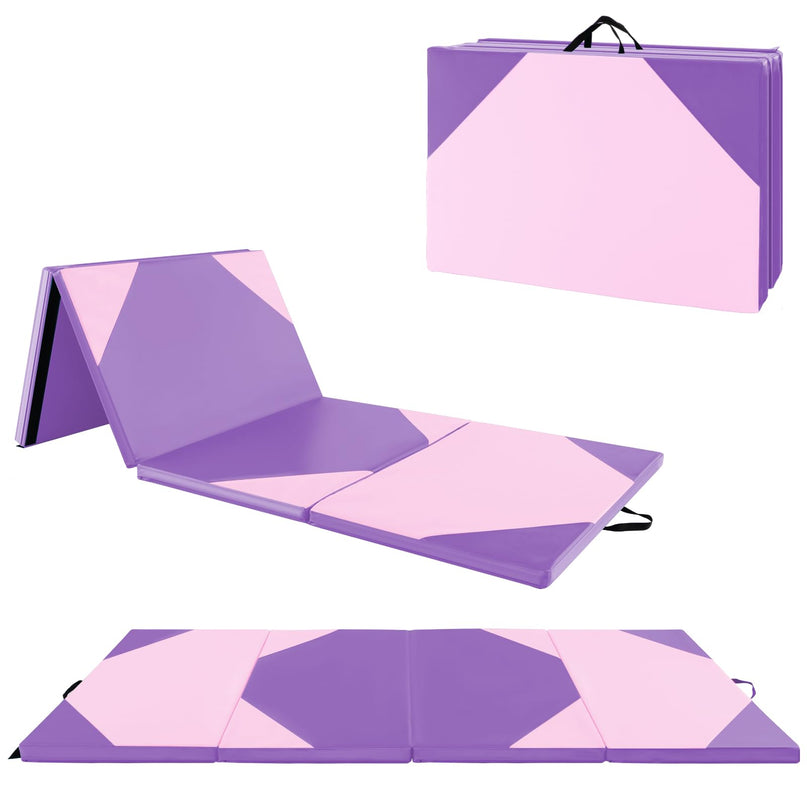 Giantex 4'x10' Gymnastics Mat, 2" Thick Folding Tumbling Mat with Carrying Handles