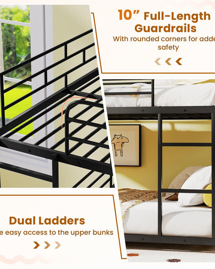 Giantex Full Metal Bunk Bed Frame with Dual Ladders & Safety Guardrails for Teens Adults
