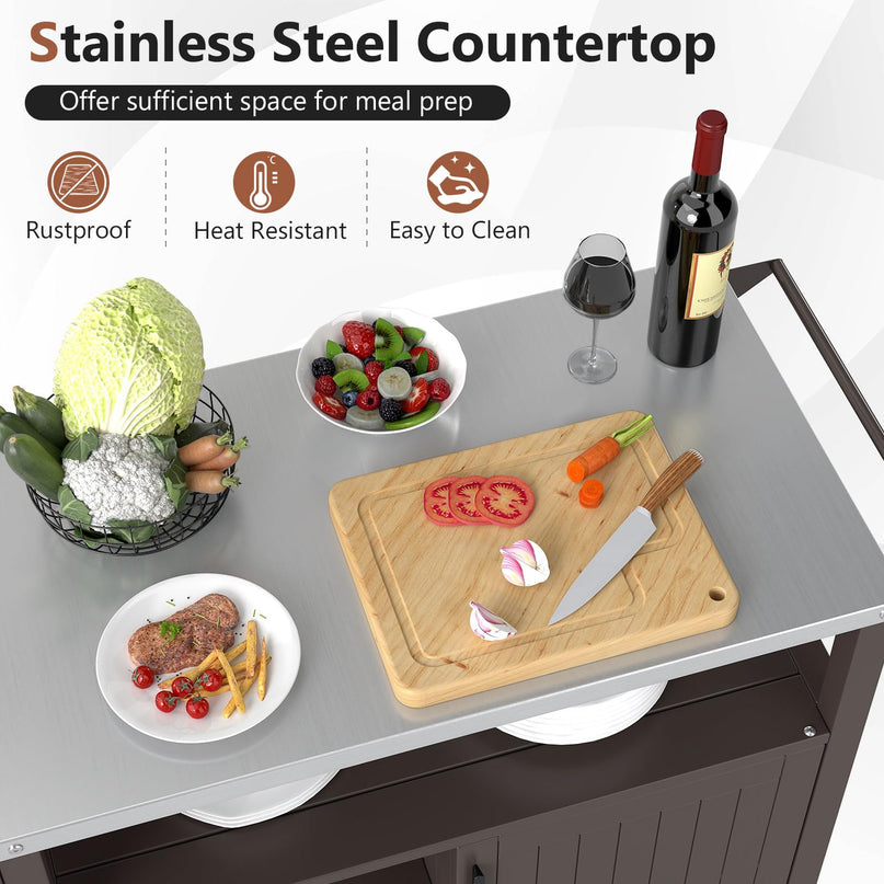 Giantex Outdoor Grill Cart with Storage Cabinet & Shelves