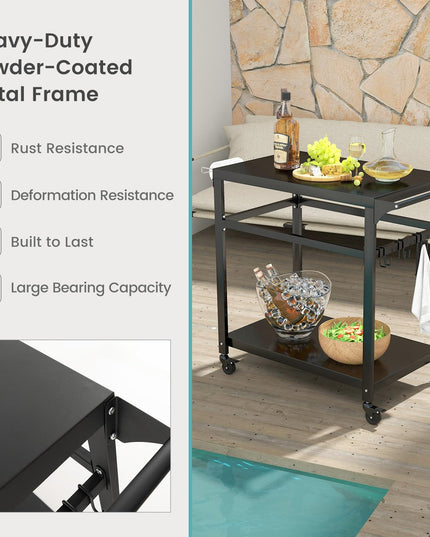 Giantex Outdoor Grill Cart - Pizza Oven Stand Table with Lockable Wheels
