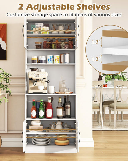 Giantex 66" Tall Farmhouse Kitchen Pantry Cabinet with Charging Station