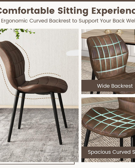 Giantex Upholstered Dining Chairs, Mid Century Retro Kitchen Chairs w/Padded Back & Seat