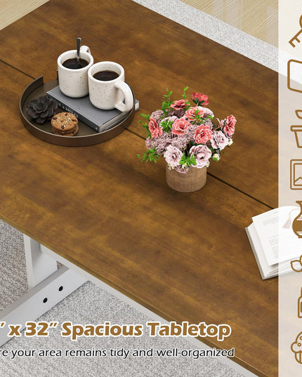 Table à manger Giantex 55 pouces avec pieds en bois d'hévéa en forme de H