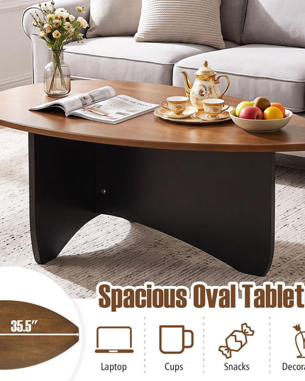 GIANTEX Oval Coffee Table Mid Century Modern Center Table
