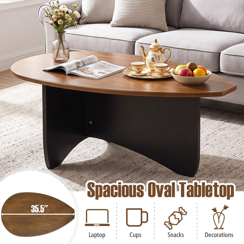 GIANTEX Oval Coffee Table Mid Century Modern Center Table