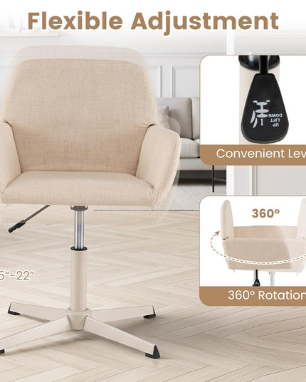 GIANTEX Vanity Chair with Back | 360° Swivel Armchair w/Adjustable Height (1/2)