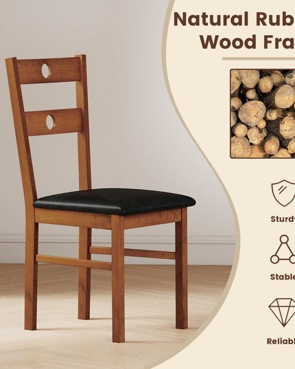 Lot de chaises de salle à manger Giantex en bois avec dossier ajouré, cadre en bois d'hévéa et assise rembourrée