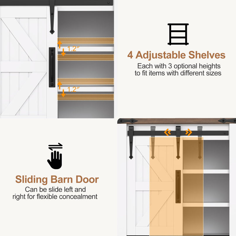 Giantex Bathroom Storage Cabinet w/Sliding Barn Door for Living Room