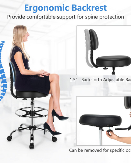 Giantex PU Leather Drafting Chair, Tall Office Chair