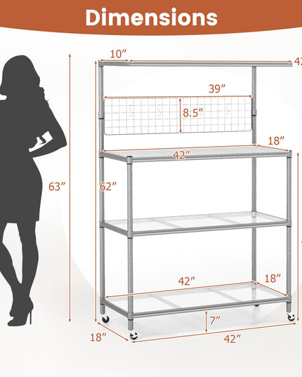 Giantex 4-Tier Microwave Stand, Microwave Cart with Adjustable Shelves