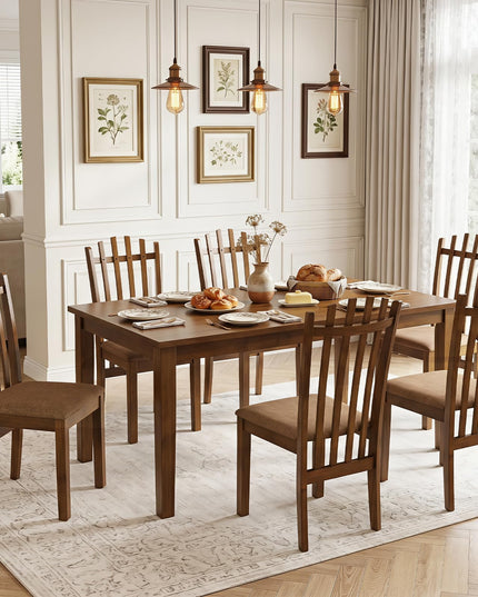 Giantex Wood Dining Chairs Set w/ Linen Fabric Seat & Rubber Wood Frame