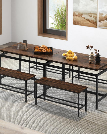 Giantex Kitchen Table Chairs Set of 3 - Dining Table Set for 4 with 2 Benches