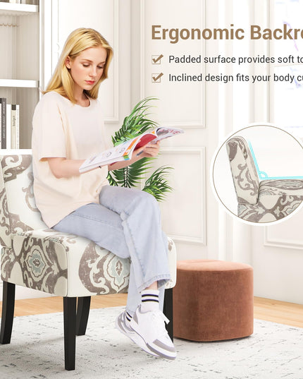 Giantex Armless Accent Chair Set of 1/2/4, Upholstered Living Room Chair with Rubber Wood Legs