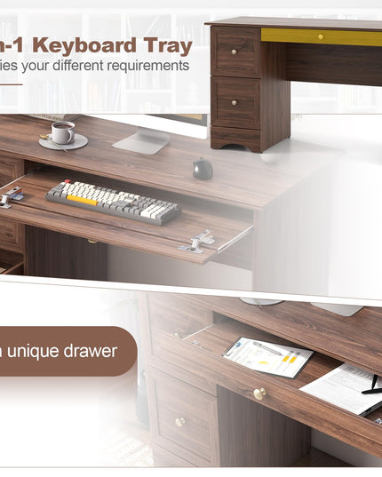 Giantex Computer Desk with 2 Drawers