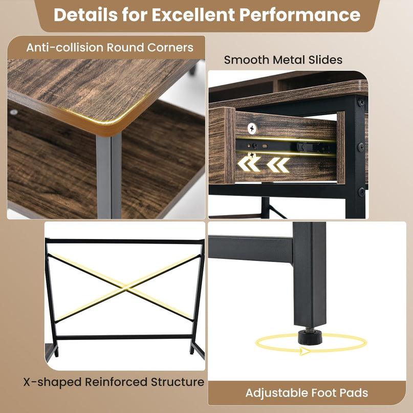 Giantex Computer Desk with Monitor Shelf