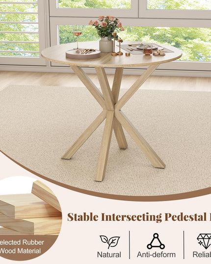 Giantex 36" Round Dining Table for 4 with Rubber Wood Legs