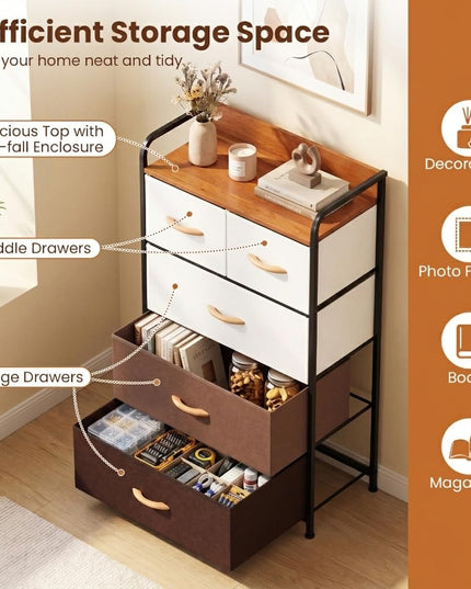 Giantex 5-Drawer Fabric Dresser for Nursery