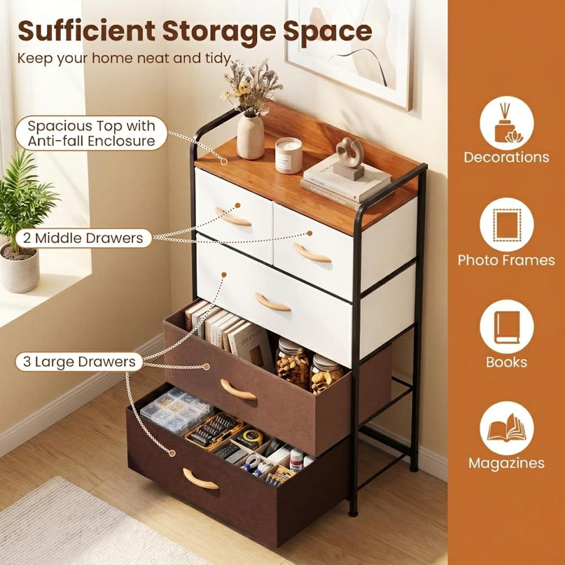 Giantex 5-Drawer Fabric Dresser for Nursery