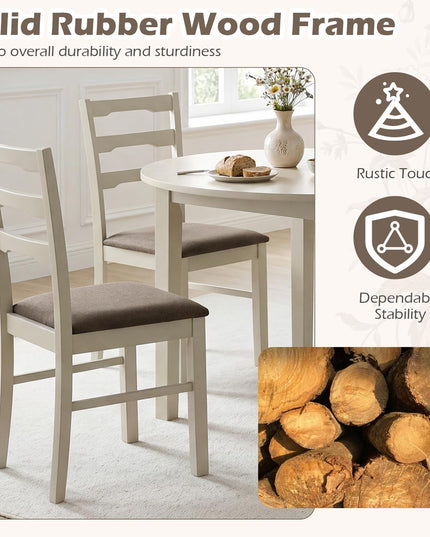 Giantex Wood Dining Chairs Set of 2/4 | Farmhouse Upholstered Kitchen Chairs with Ladder Back Design