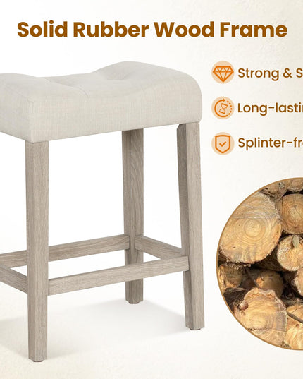 Giantex 24" Bar Stools Set of 4, Upholstered Counter Height Saddle Bar Stools