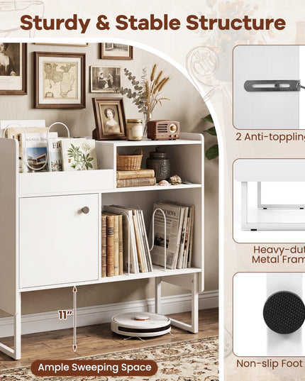 Giantex Record Player Stand with Open Shelf & Cabinet Hold Up to 250 Albums