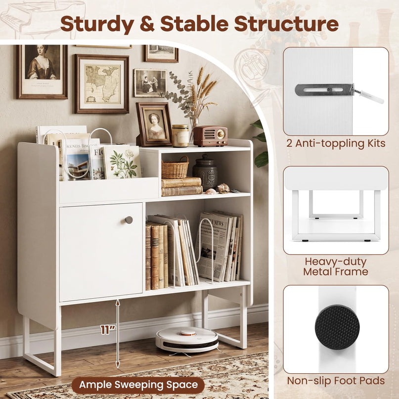 Giantex Record Player Stand with Open Shelf & Cabinet Hold Up to 250 Albums