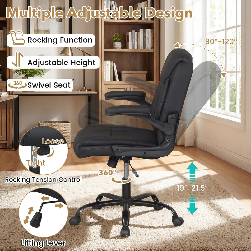 Chaise de bureau Giantex en cuir avec accoudoirs relevables pour bureau à domicile