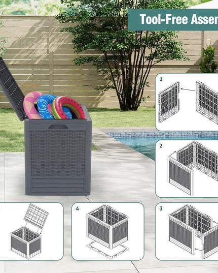 Giantex 25 Gallon Outdoor Storage Box with Rattan Patterns & Lockable Lid