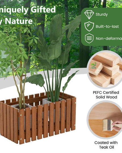 Giantex Slat Style Planter Box for Growing Vegetables Flowers Herbs