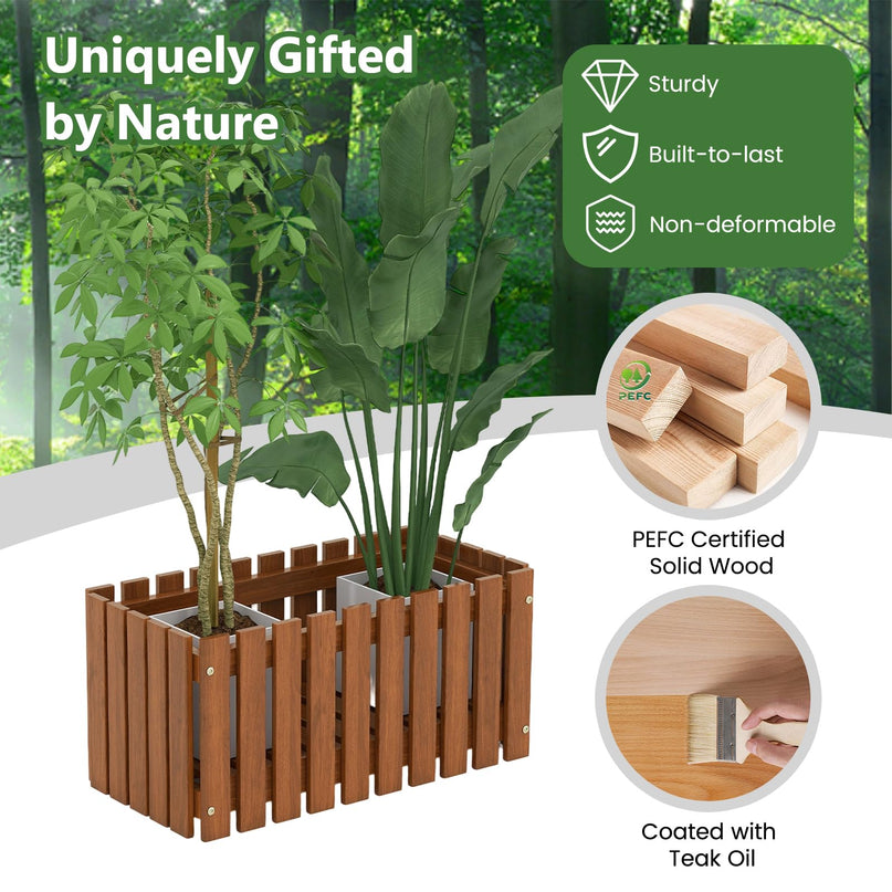 Giantex Slat Style Planter Box for Growing Vegetables Flowers Herbs
