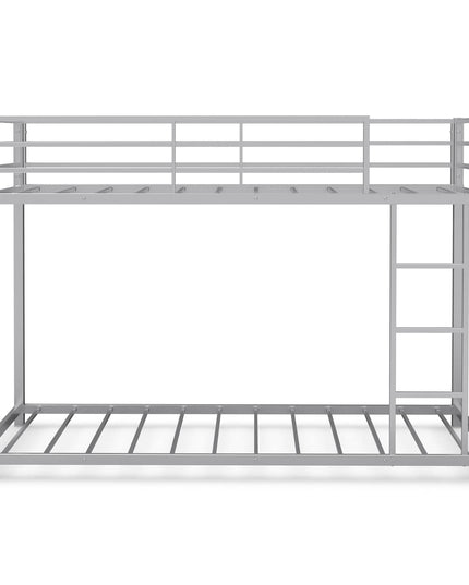 Giantex Metal Bunk Bed Twin Over Twin, Low Profile Bunk Bed Frame with Ladder & Full Length Guardrail