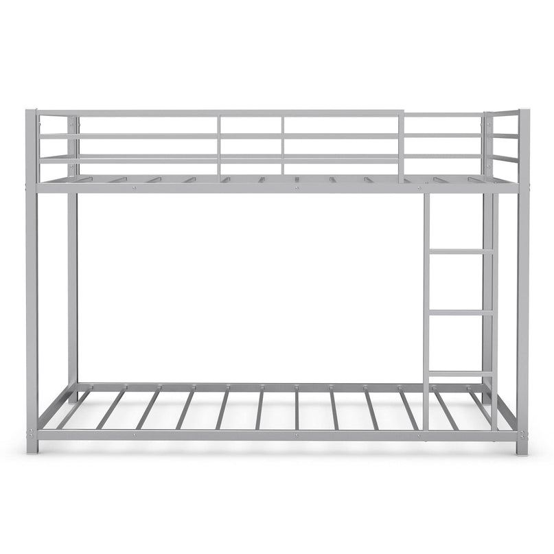 Giantex Metal Bunk Bed Twin Over Twin, Low Profile Bunk Bed Frame with Ladder & Full Length Guardrail