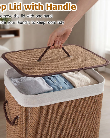 Giantex 19 Gal Bamboo Laundry Hamper with Lid