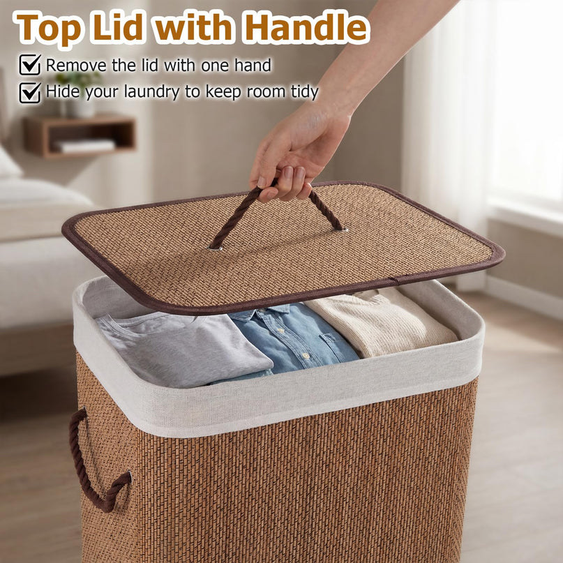 Giantex 19 Gal Bamboo Laundry Hamper with Lid
