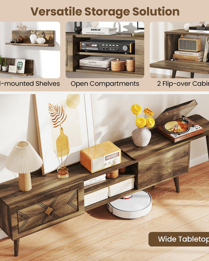 Giantex 85 Inch TV Stand and 2 Floating Shelves Set