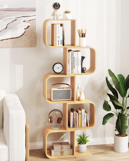Giantex 5-Tier S-Shaped Bookcase
